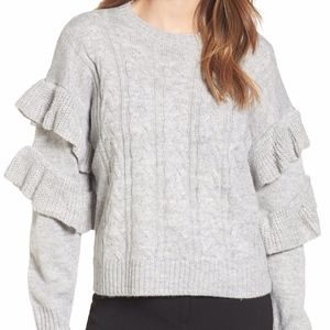 WAYF Sophie Ruffle Sleeve Sweater Top NWT Size M